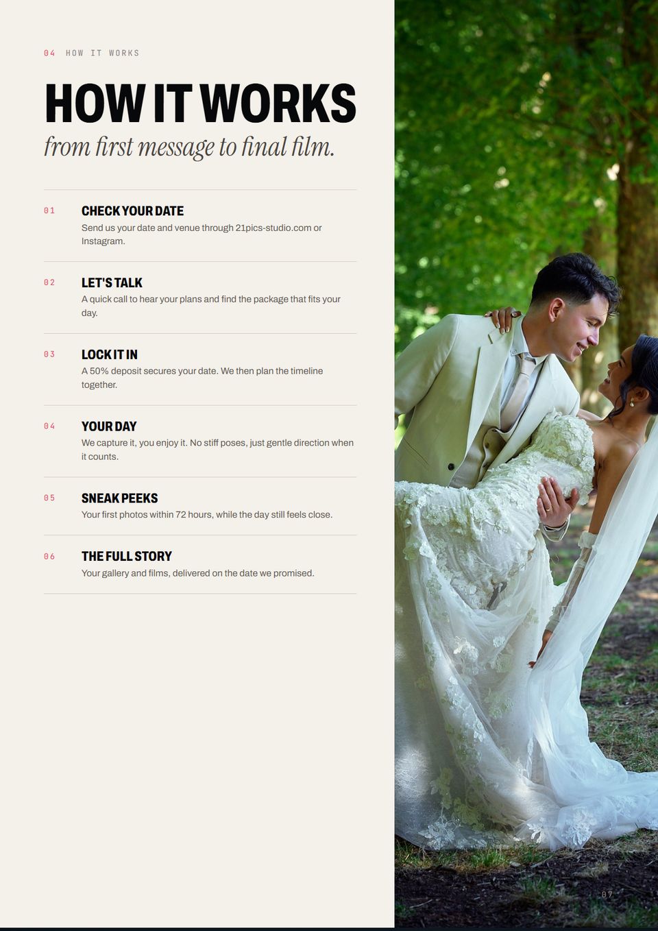 Wedding guide page 7: How it works